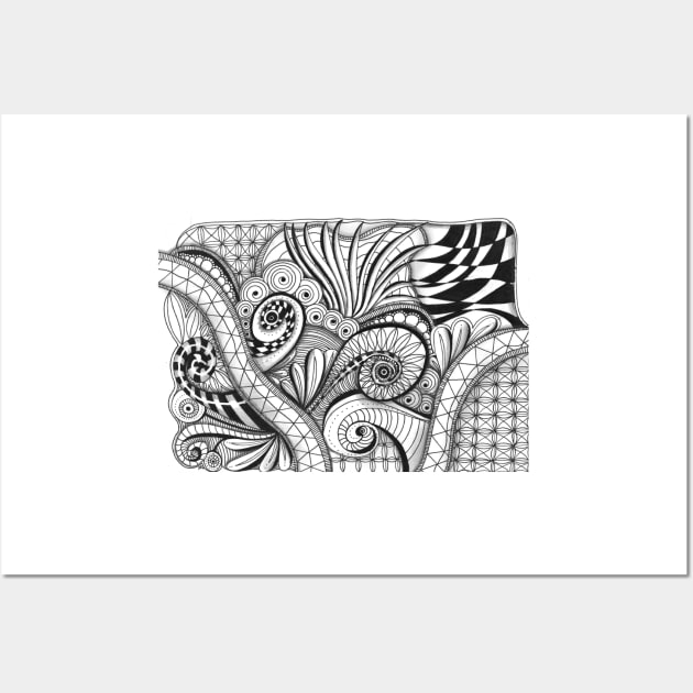 Abstract black and white Coloring page inspired by zentangle 2 Wall Art by Nathalodi